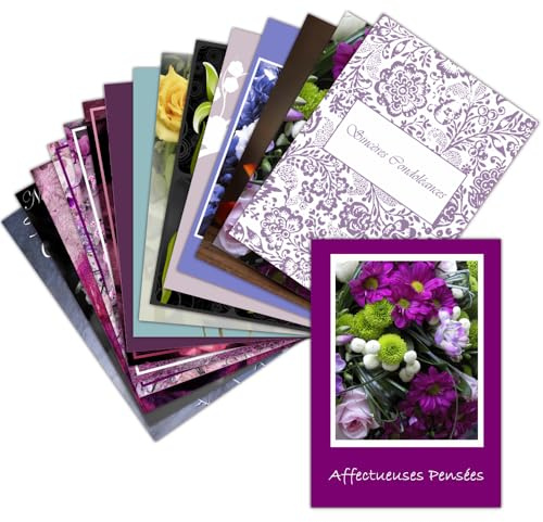 MERCI-FACTEUR.COM Carte Condoléances Fleurs Décès - 16 Cartes Différentes - Format Carte Postale (3 Formats Dispos) - Sobre Carte