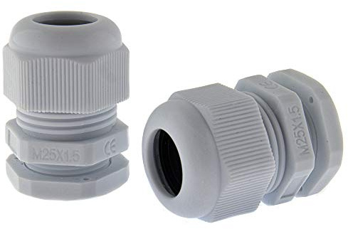 SeKi 10 x kabelgenomföringar M25 9-17 mm, vattentät IP67 metrisk kabelgenomföring, grå (RAL7035), lämplig för PG16