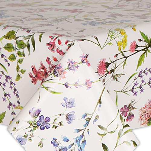 QPC Direct Botanical Floral Garden PVC Oilcloth Table Cover Vinyl Tablecloth 140 x 100cm Rectangle