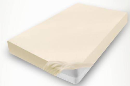 Castejo Jersey Spannbettlaken, Spannbetttuch, 100% Baumwolle in vielen Größen und Farben, Ökotex Standard 100, Ideal auch für Wohnmobile (Natur, 90/100x200)