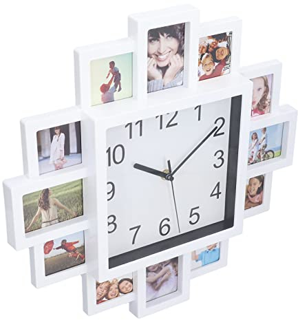 Lazmin112 Home Wohnzimmer Dekoration Foto Wanduhr, DIY Multi Foto Personalisierte Uhr Bilderrahmen DIY 3D Wanduhr für Wohnkultur für Wohnkultur