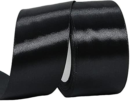 50mm Wide Black Ribbon Thick Halloween Ribbon for Gift Wrapping 22m, 2 inch Thick Black Satin Ribbon for Halloween Cake Wrapping Wedding Car Hair Bow Bouquet Crafts Decorations