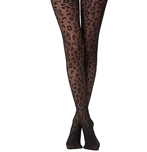Sanfly Collant con Fantasia Collant Sottili Neri a Pois leopardati a Cuore Trasparente Collant con Fantasia Sexy con Stampa Leopardata per Donna