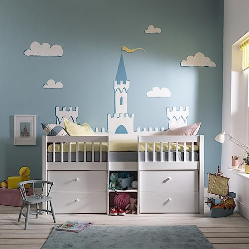 Design Elements - Petra Midsleeper Cabin Bed with Underbed Storage Drawers - (White)