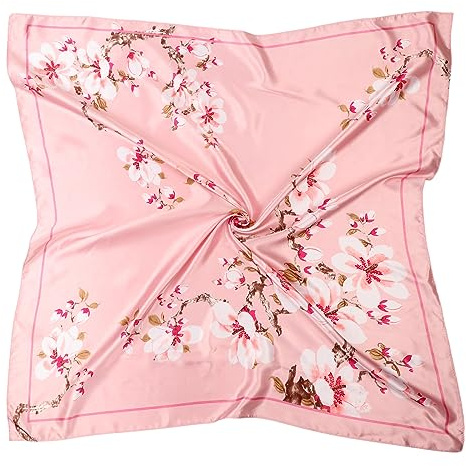 DRESHOW Large Square Satin Headscarves Hair Scarves Silk Accessories Classic Patterned Squares Beach Bandanas for Women