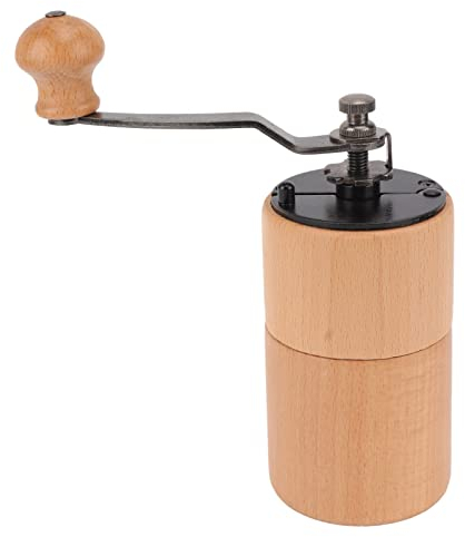 NirWa Manual Coffee Grinder Coarseness Quiet Portable Wooden Hand Crank Coffee Mill for Home Cafe Ergonomical Crank Handle (S)