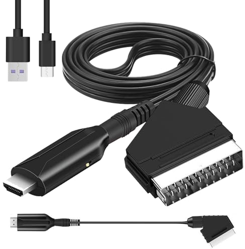 SCART zu HDMI Adapter - Video Audio Wandler HD Mit Eingangskabel & Ausgangsanschluss - 1080p/720p Kompatibel für HDTV, STB, VHS, Xbox, PS3, Sky, DVD, Blu-Ray