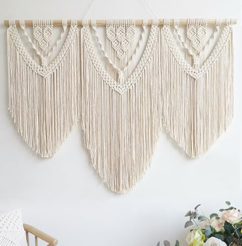 Achart - Tapiz de macramé para colgar en la pared, grande - Decoración de pared boho - gran arte de pared - Decoración de pared para sala de estar - Tapiz de macramé boho, decoración boho para