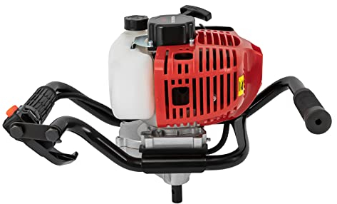 PUDLOR Tarière à essence, moteur à 2 temps 52 cc, tarière de terre, tarière à gaz, monocylindre 1,8 kW, pour terre noire et terre noire