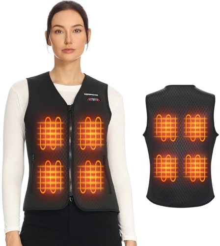 KEMIMOTO Beheizbare Weste für Damen, Beheizte Weste mit 8 Heizzonen, 3 Einstellbare Heizstufen, Elektrische Heziweste Winter mit USB, für Motorrad, Outdoor, Camping, Skifahren, Wandern(OHNE AKKU)