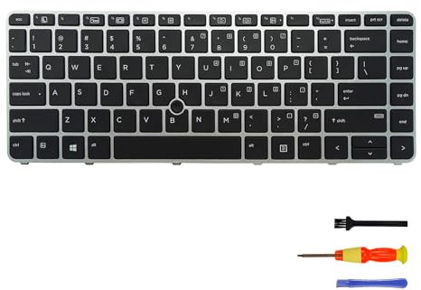 Teclado plateado de repuesto con retroiluminación para HP EliteBook 840 G3 840 G4 745 G3 745 G4 848 G3 (inglés de EE. UU., retroiluminado)