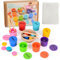 Jouet en Bois Montessori, Jouet Montessori Jeu de Trieur, Jouet empilable en Bois, Jeu Enfant Jouets éducatifs pour Apprendre à Reconnaître les Couleurs et à Compter, Cadeau pour Les 1 2 3 4 5 Ans