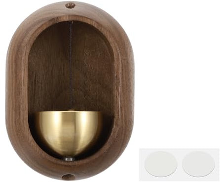 PATIKIL Timbre de Vendidor, Timbre de Puerta de Madera con Campanillas Magnéticas Timbre de Puerta de Metal con Autoadhesivo para la Apertura de Negocios, Marrón, Ovalado