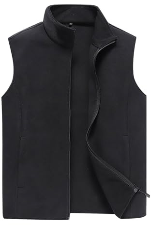 Fleece-väst för herrar: Gilet herr solid fleece Gilet ståjackor vinter fleece ärmlösa jackor för män väst ärmlös jacka fleece västar