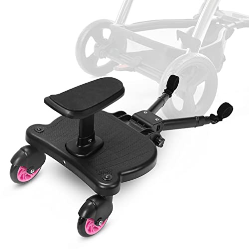 Herrselsam - Tavola da passeggino con sedile, per tutti i passeggini, design stabile a due ruote, universale, 25 kg (rosa)