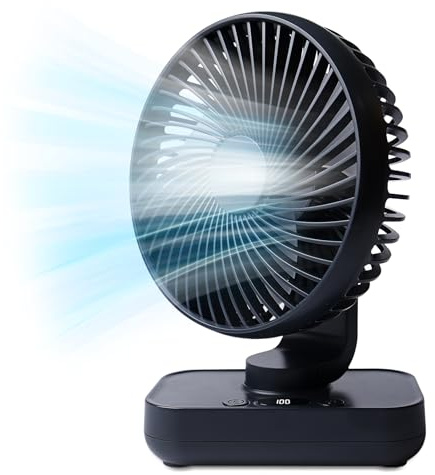 Ventilatore da tavolo USB, ventilatore da scrivania, silenzioso, piccolo ventilatore ricaricabile, oscillante automatico, 4 velocità, display digitale a LED, per casa, ufficio, campeggio