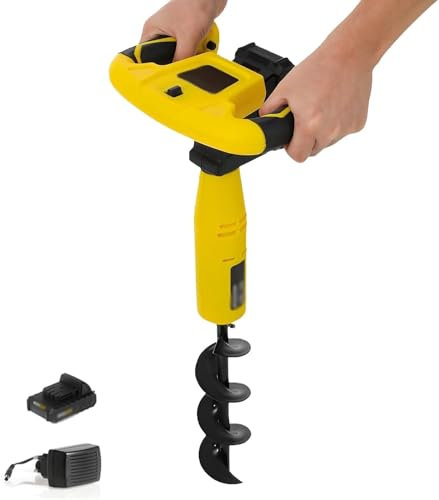 Cordless Electric Post Hole Digger, One-touch Forward and Reverse Rotation, 550RPM, Lightweight for Fence, Farmland, Garden