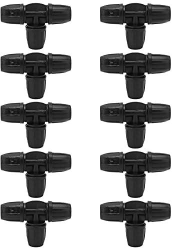 Lot de 10 raccords de tuyau d'arrosage 8/11 en T barbelé avec verrouillage de tuyau pour irrigation goutte à goutte de jardin