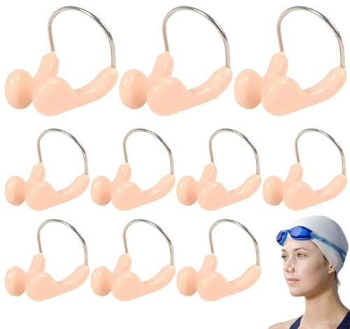 NIDONE Tappi per Naso da 10 Pezzi per Nuoto, Clip per Naso da Nuoto Impermeabile Flessibile Antiscivolo in Filo di Acciaio siliconico per Bambini Adulti