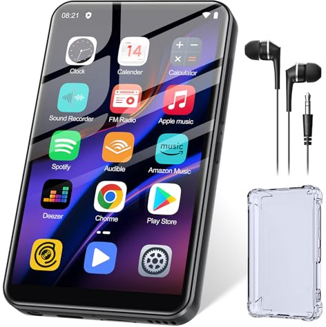 Lettore MP3 con Bluetooth e WiFi, memoria ZAQE da 80 GB e sistema operativo Android, touchscreen da 4, musica Spotify, altoparlante integrato, radio FM, lettore MP4 per bambini