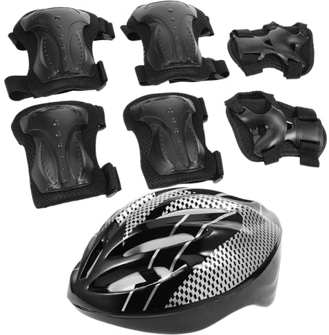 POPETPOP Ensemble de Protections pour Skateboard Adultes 3 Pièces Noir – Casque Coudières et Genouillères Confortables et Résistantes Équipement de Protection pour Roller Trottinette et