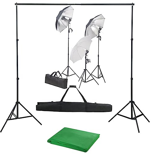 Kaloriko Fotostudioset med lampor och bakgrundssystem aluminiumstativ 230 cm höjd 3 dagsljuslampor 5 500 Kelvin dimbar för porträtt produktfotografering video streaming belysning