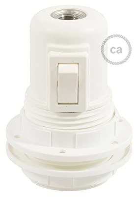 creative cables - Kit portalampada E27 in termoplastica con Doppia ghiera per Paralume e Interruttore - Bianco