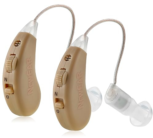 Neues digitales Technologie-Kit – fast unsichtbares Design und wiederaufladbare USB-Ladestation – Paar mit einstellbarer Lautstärkeregelung von NewEar