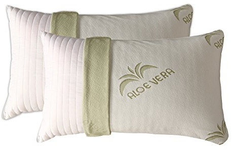 EVERGREENWEB - Coppia Cuscini Memory Foam Saponetta con Fodera ALOE VERA 40x70 alti 15 cm 2 Guanciali Letto per Dolori Cervicali tessuto Sfoderabile Imbottitura 100% Fiocco Antiacaro x tutti Materassi