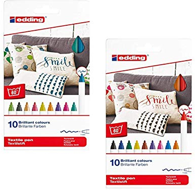 Edding Textilmarker 4600, Rundspitze, 1 mm (Special Pack 20 Farben, 1 mm) 4-4600 20er Set