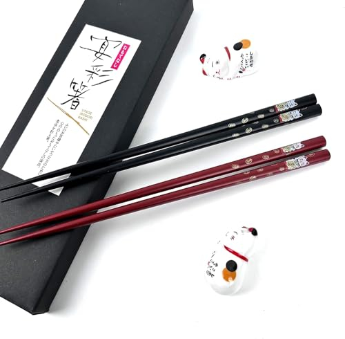 Bacchette legno per Sushi 2 Paia di Bacchette di Alta qualità in Legno,Bacchette Cinesi Giapponesi Premium, Stile Classico Riutilizzabile di legno Naturale Biodegradabile riutilizzabile riciclabile