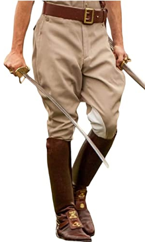 Craft Lovers Men-Women 40s Military Polo Style Light Khaki Jodhpurs Pants Equestrian Horse Riding Breeches Polo Pants (as1, Waist, Numeric_38, Regular, Model - 1,Beige)