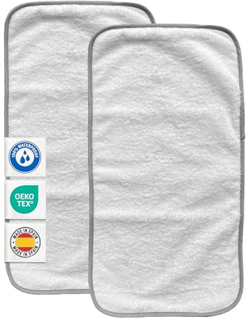 MIMUSELINA Lot de 2 serviettes à langer pour bébé imperméable 59 x 30 cm | Serviette impermeable pour le matelas à langer de votre bébé | Fabriqué en 100% coton éponge | Idéal pour changer votre bébé