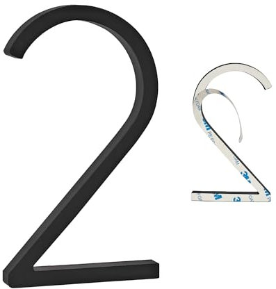 Número de casa, 5 pulgadas 3D autoadhesivo Número de casa, etiqueta engomada de número de dirección para buzón Patio de hotel de apartamentos Negro(2)