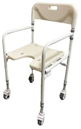 Sedia per Doccia con Ruote Pieghevole Bianco