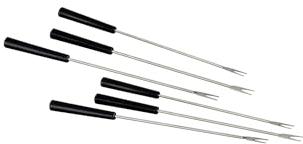 Unold 4874609 6x Fondue Gabeln-Set aus rostfreiem Edelstahl, Fonduebesteck, Fonduespieße mit Kunststoffgriff kompatibel mit 48746 Asia-Fondue