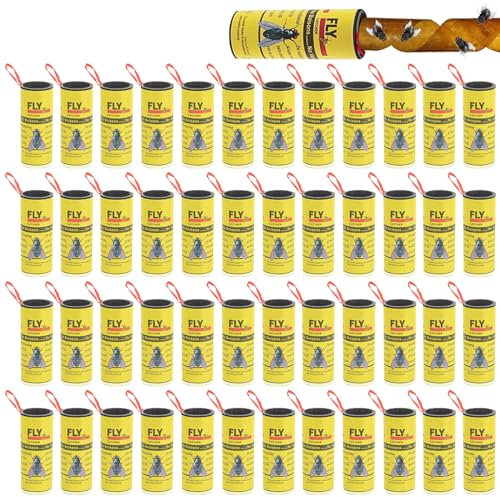 48 pezzi acchiappamosche: trappole per mosche in carta, trappola appiccicosa, trappola per mosche, trappole per mosche, trappole adesive per nodi, zanzare, tarme per interni ed esterni
