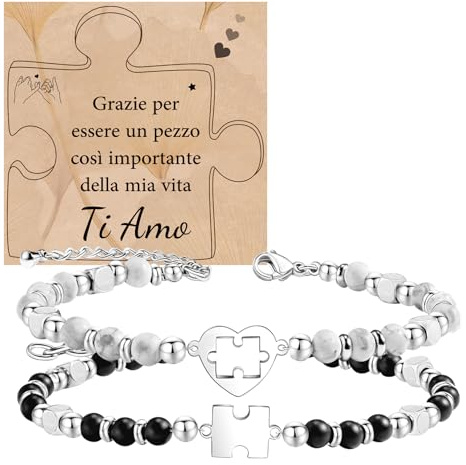Cheerslife Idee Regalo Donna Uomo Natale, Regali Anniversario San Valentino per Lui Lei, Bracciale Puzzle Amore Romantico Regalo Compleanno per Fidanzata Fidanzato Marito Moglie Coppia Sorella Amica
