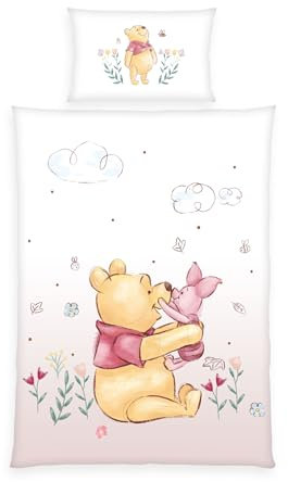 Herding Kleinkindbettwäsche Winnie Pooh, Kopfkissenbezug ca. 40 x 60 cm mit Hoteleinschlag, Bettbezug ca. 100 x 135 cm, Mit Knopfleiste, 100% Baumwolle