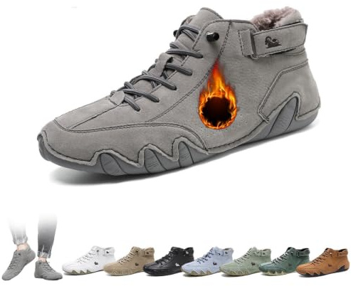 Italienska handgjorda höga stövlar Unisex Outdoor All-terräng Minimalistiska Beck-skor Lättviktsventilerande Halkfria Casual Barfotaskor for vandring Camping & kör Chukka-stövlar(Gray Velvet,38 EU)
