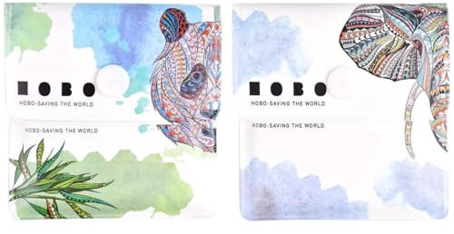 2 Pcs Portable Pocket Ashtray Pouch, PVC Fireproof Pocket Ashtrays Soot bags, Reusable Cigarette Ash Pouch Odorless Pocket Ashtray Bags for Smoker Outdoor Travel or Daily Use (Panda+Elephant)