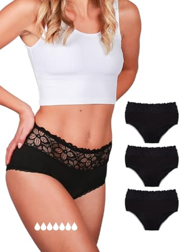 Deluxe Ultra 3er Set Periodenunterschwäsche starke Blutung Damen, Periodenunterwäsche, Periodenslip, Bio-Baumwolle, auf 1000 Schadstoffe geprüft, schadstofffrei, biozidfrei, PFAS-frei, 60°C waschbar