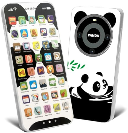 Bambebe Teléfono Juguete Recargable para Bebés 12-18 Meses, Juguete Musical Interactivo con Sonidos y Luces, Juguete Educativo para Niños Niñas 1 Año, Idea de Regalo(Versión Inglesa)