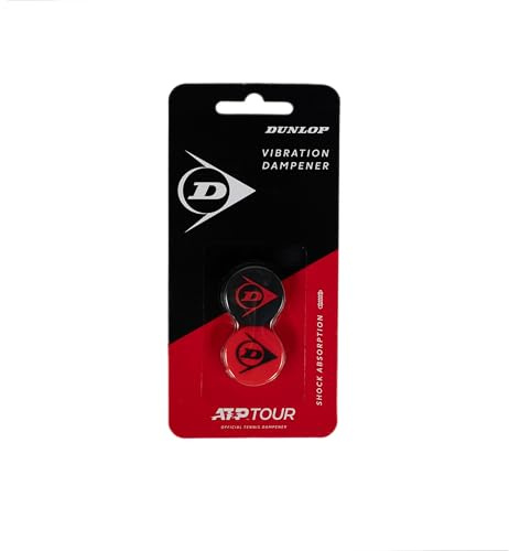 Dunlop Flying D Dampener – Red/Black – Tennis Vibration Dampener 2-Pack – Shock Absorber for Rackets