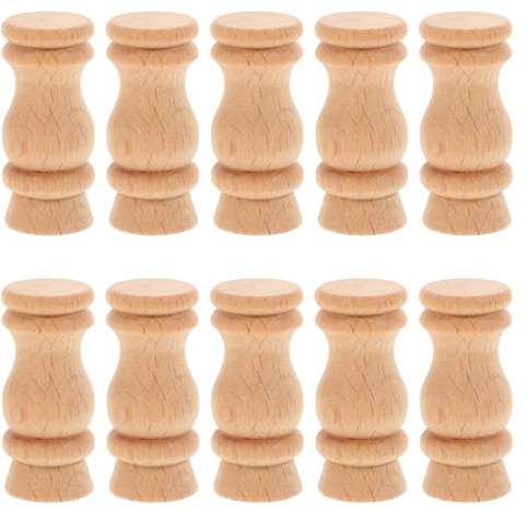 FUNNETOYU Husillos de Madera Decorativos para Reparación y Barandillas Interiores, 10 Piezas sin Pintar de Madera de Haya, Balaustres Resistentes para Escaleras y Decoración Vintage