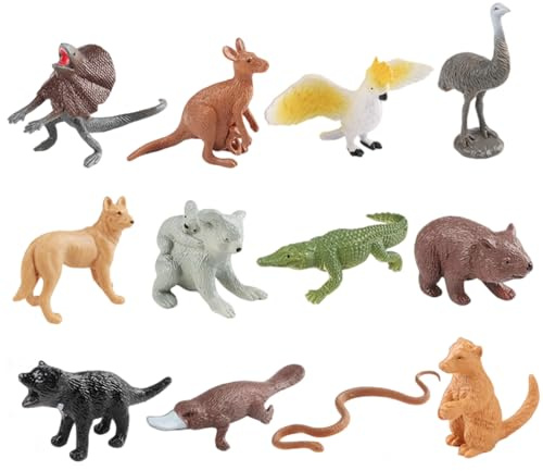 Faroby 12 Pezzi di Figure di Animali per Bambini Piccoli - Giocattoli cognitivi realistici di Animali australiani, Giocattolo educativo per la Decorazione del Desktop di Simulazione per Bambini