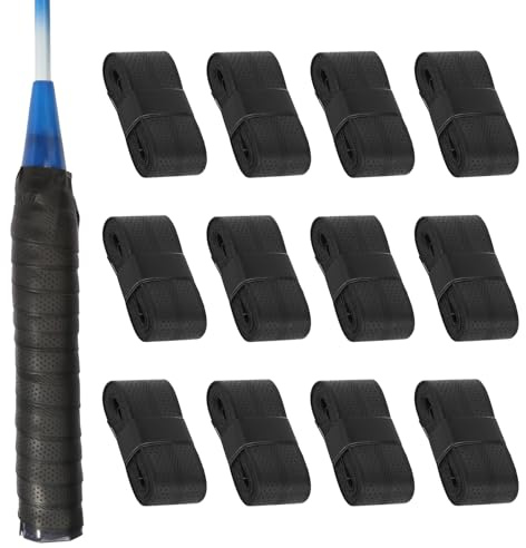 GOSHIES greppband, tennisracket, 12 stycken, badminton, greppband, tennis, greppband, halkskydd, overgrip badminton, grepp för tennisracket, badmintonracket, golfstång, squash racket