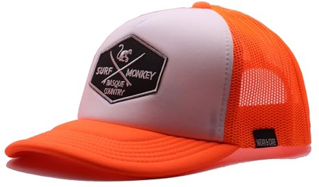 Surf Monkey Cappello Trucker imbottito con griglia per ragazzo/ragazza - 6-12 anni/Wear&Care, arancione FLUO, Taglia unica