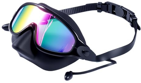Generico Kids Swim Goggles, Anti Fog Swimming, Nose Cover and Earplugs System, with Full Protection Water Sports Eye Safety Sturdy Build Design, Adjustable Kids Swim Gear Style, för pool utomhus