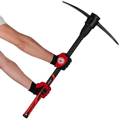 INTERTOOL 5-Pound Pick Mattock, Gardening Pickaxe, 36-inch Shock Absorbing Fiberglass Handle HT08-0305